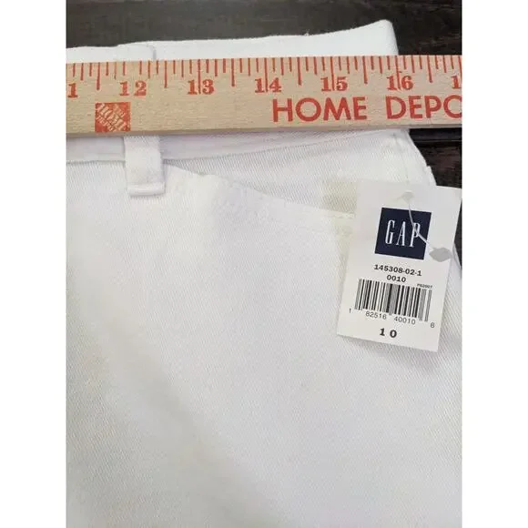 Women's GAP FACTORY STORE HIP-HUGGER STRETCH White Denim Jeans Mini Skirt 10 New - Picture 2 of 5